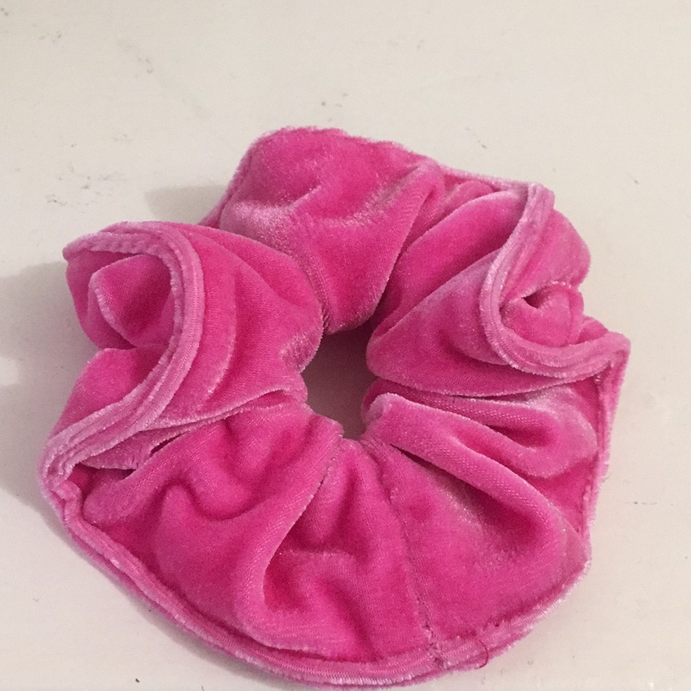 Pink velvet scrunchie